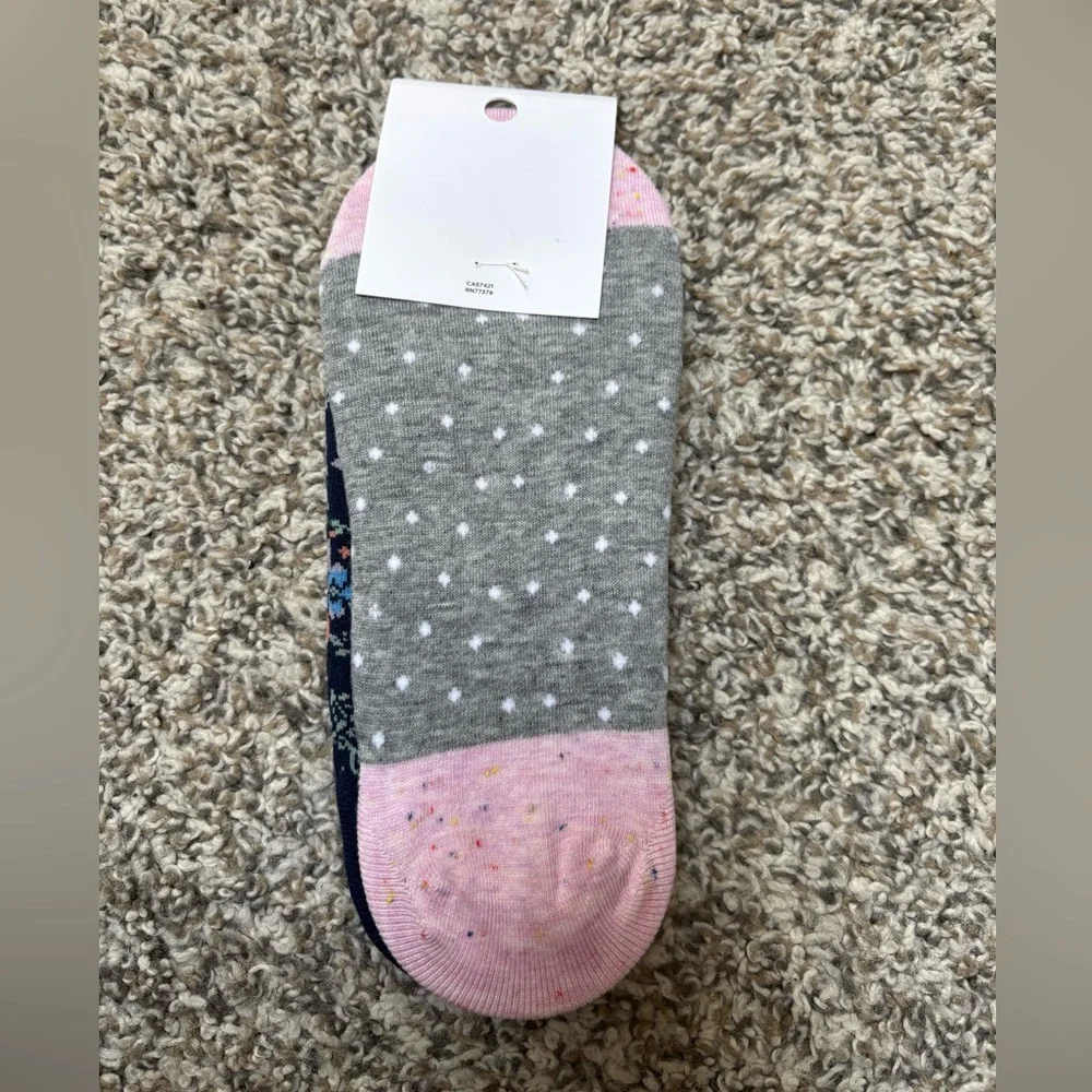 LOFT Navy Floral and Pink Polka Dot No-Show Socks